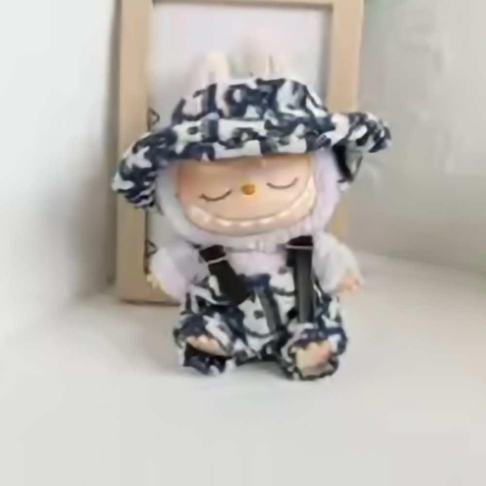 💙🤍NEW💙🤍 ADORABLE!! LABUBU 2PC Set With BUCKET HAT And OVERALLS ONLY